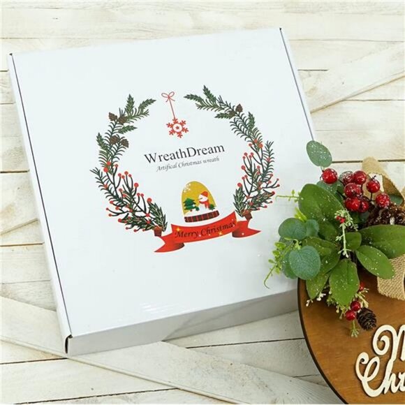 Round Wooden Merry Christmas Wreath with Accents - Picture 5 of 6